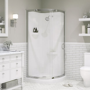 Wayfair Curved Shower Stalls Enclosures You Ll Love In 2024   Rudnick 32 W X 32d X 80 H Round Shower Kit With Base And Acrylic Walls 